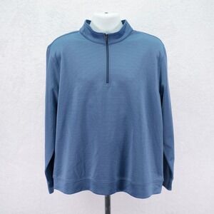 Hickey Freeman Athleisure 1/4 Zip Blue Striped Pullover Sweater XL Polyester Spa